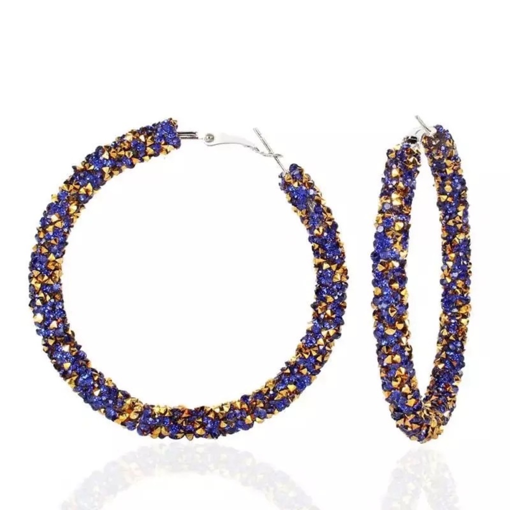 Gold and blue hoop earring
